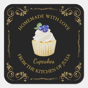 zelfgemaakte cupcake vierkant label