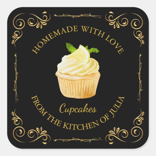  zelfgemaakte cupcake vierkant label (Voorkant)