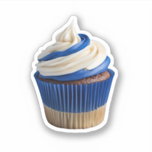 Zelfgemaakte Cupcakes Wit Blauw Sticker