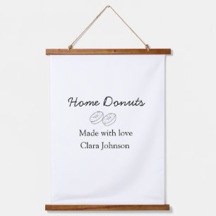Zelfgemaakte donuts bakkerij voeg uw tekst naam aa hangend wandkleed