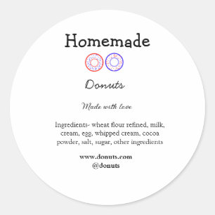 Zelfgemaakte donuts gemaakt met liefde en tekst to ronde sticker