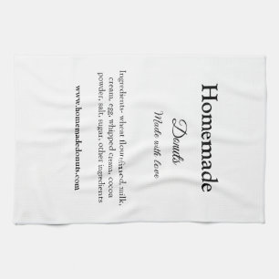 Zelfgemaakte donuts gemaakt met liefde en tekst to theedoek