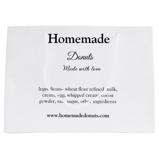 Zelfgemaakte donuts gemaakt met liefde voeg tekst  groot cadeauzakje (Voorkant)