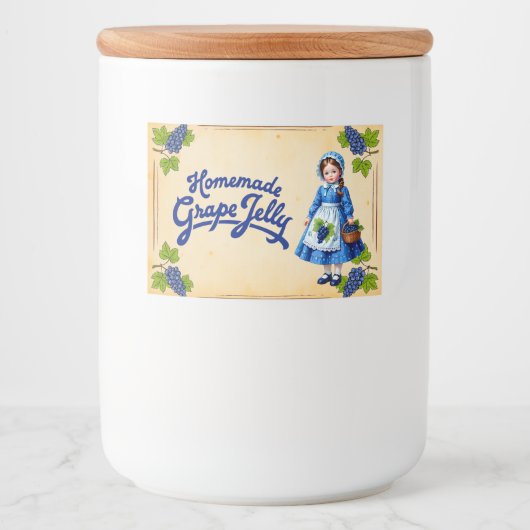 Zelfgemaakte druivenjam -  voedselcontainer etiket (Voorkant)