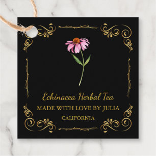  zelfgemaakte Echinacea Tea Square Hang Label