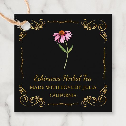 zelfgemaakte Echinacea Tea Square Hang Label (Voorkant)