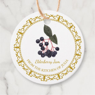 Zelfgemaakte Elderberry Jam Hang Label l Wit