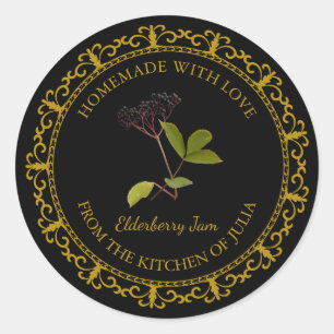  Zelfgemaakte Elderberry Jam Label l Zwart