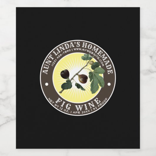  Zelfgemaakte Fig Wijn Label Sjabloon Wijn Etiket (Enkel label)