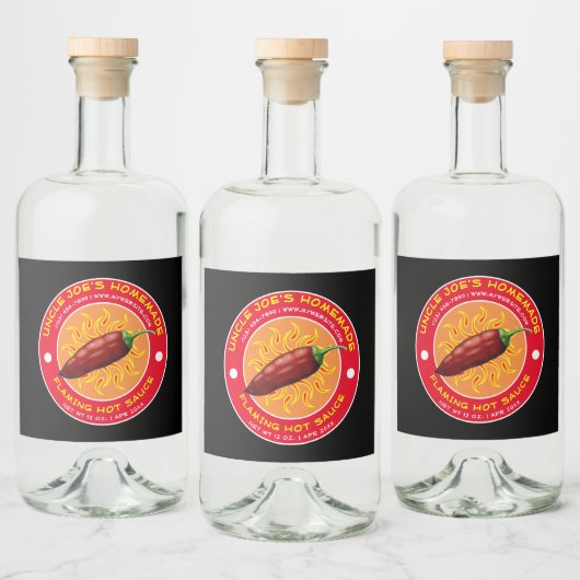 Zelfgemaakte Flaming Hot Sauce Label Sjabloon Likeurfles Etiket (Flessen)