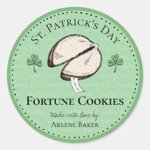 Zelfgemaakte Fortune Cookie St Patrick's Day Label
