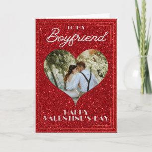 Zelfgemaakte foto glitter Valentijnskaart voor vri Kaart