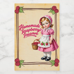 Zelfgemaakte Frambozenjam Vintage Voedselcontainer Etiket