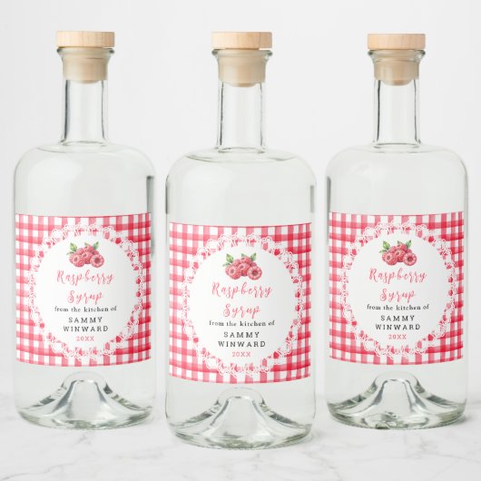 Zelfgemaakte Frambozensiroop Fles Etiket (Flessen)
