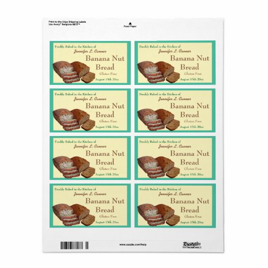 Zelfgemaakte gebakken goederen Broden Turquoise Gr Etiket (Full Sheet)