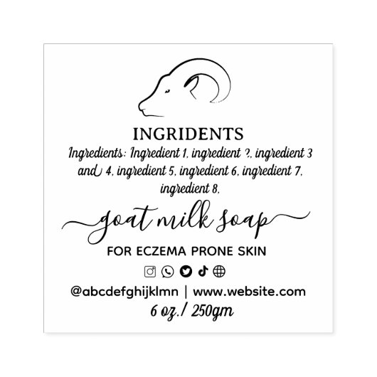 Zelfgemaakte Geitenmelk Zeep Label Rubberstempel (Afrduk)