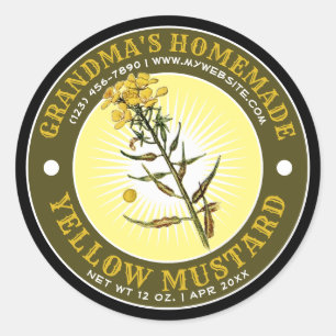  zelfgemaakte gele mosterd Sjabloon Ronde Sticker