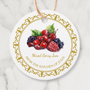 Zelfgemaakte Gemengde Berry Jam Hang Label l Wit