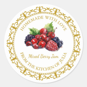 Zelfgemaakte Gemengde Berry Jam Label L Wit
