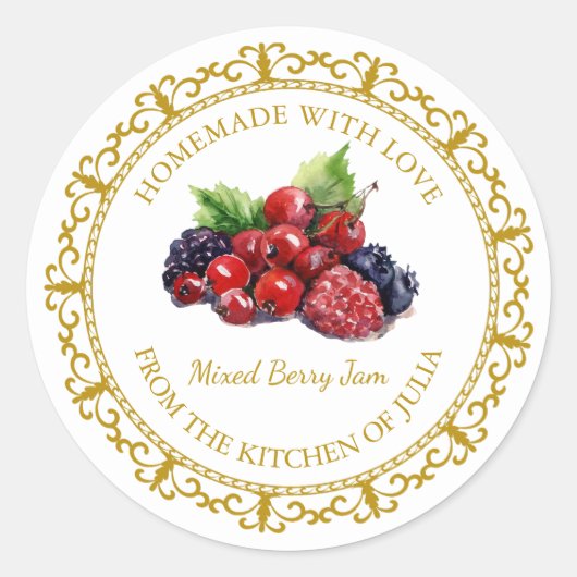 Zelfgemaakte Gemengde Berry Jam Label L Wit (Voorkant)