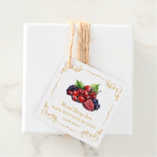 zelfgemaakte gemengde Berry Jam Square Hang Label (In situ)