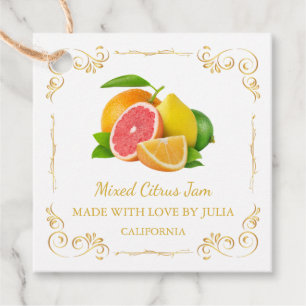  zelfgemaakte gemengde citrus jam square hang Labe Bedankjes Labels
