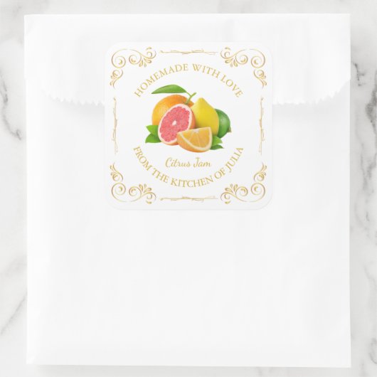 zelfgemaakte gemengde citrus Jam Square Label (Tas)