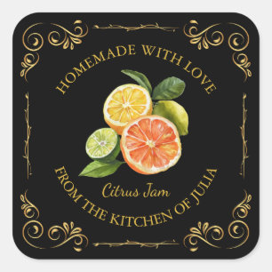 zelfgemaakte gemengde citrus Jam Square Label