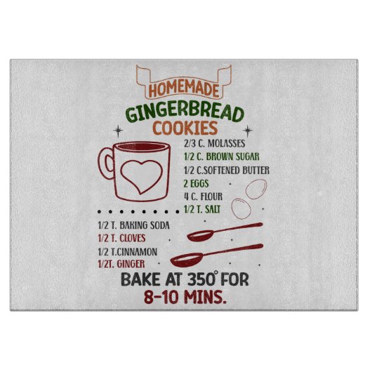 Zelfgemaakte Gingerbread Cookie Recept Snijplank (Voorkant)