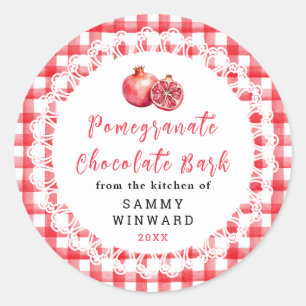 Zelfgemaakte Granaatappel Chocolade Bark Etiket