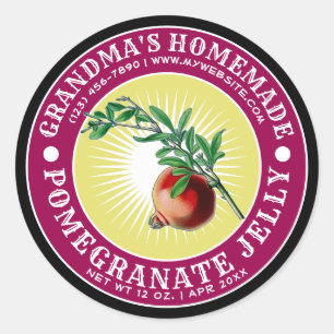 zelfgemaakte granaatappel gelei Sjabloon Ronde Sticker
