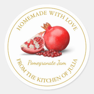 Zelfgemaakte granaatappel jam label Wit