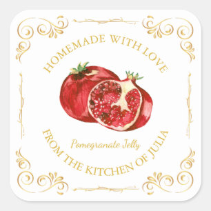  Zelfgemaakte Granaatappel Jelly Square Label