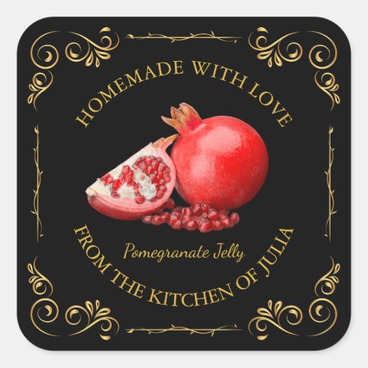 Zelfgemaakte Granaatappel Jelly Square Label (Voorkant)