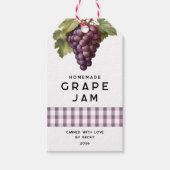 Zelfgemaakte Grape Jam met geruit patroon Cadeaulabel (Voorkant)