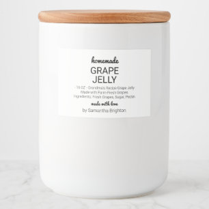 Zelfgemaakte Grape Jelly Custom Keuken Pantry Cann Voedselcontainer Etiket