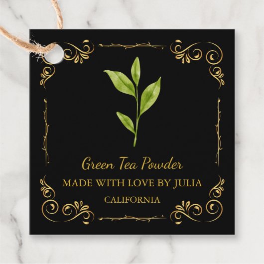 Zelfgemaakte Groene Thee Powder Square Hang Label (Voorkant)