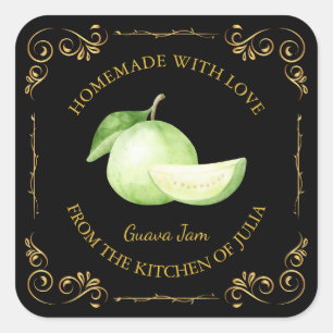 zelfgemaakte guava jam square label