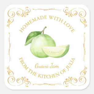 zelfgemaakte guava jam square label