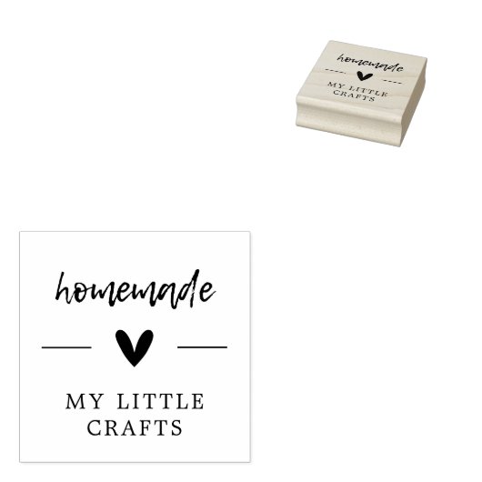 Zelfgemaakte Hand Letterschrift Eenvoudig Hart Rubberstempel (Gestempeld)