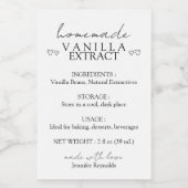 Zelfgemaakte handgemaakte vanille-extract instruct voedselcontainer etiket (Enkel label)
