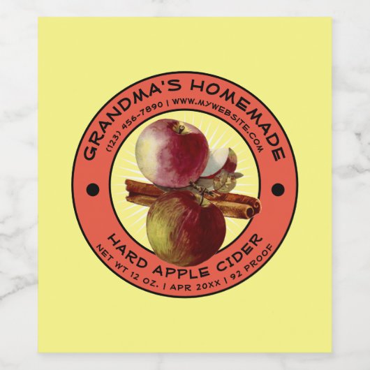 zelfgemaakte harde appel cider Sjabloon Wijn Etiket (Enkel label)