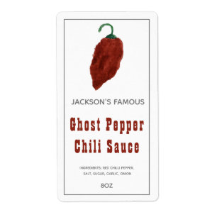 Zelfgemaakte Hete Saus Ghost Pepper Chili Saus Lab Etiket