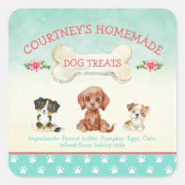 Zelfgemaakte hond Puppy Treat Vierkante Sticker