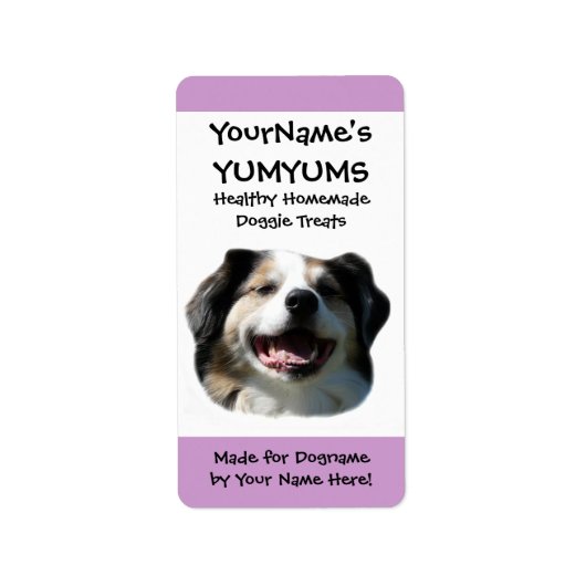 Zelfgemaakte Hond Treats Custom Aussie Dog Label (Voorkant)