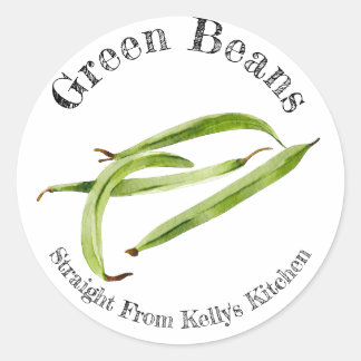 Zelfgemaakte Ingeblikte Groene Bonen Voedingslabel Ronde Sticker