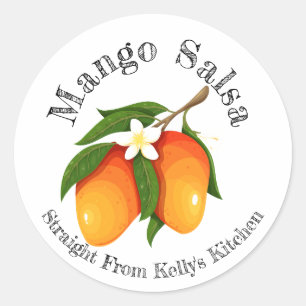 Zelfgemaakte Ingeblikte Mango Salsa Voedsetlabel Ronde Sticker