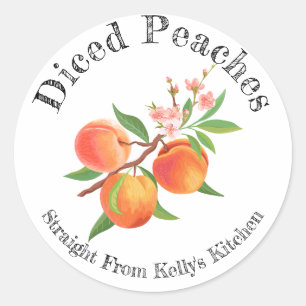 Zelfgemaakte Ingeblikte Perziken Voedingslabel Ronde Sticker