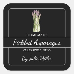 Zelfgemaakte ingelegde asperges vierkant label zwa