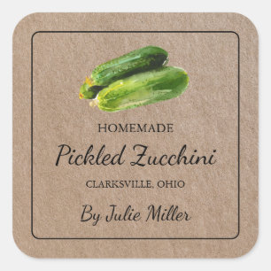 Zelfgemaakte ingelegde courgette vierkante kraftpa sticker